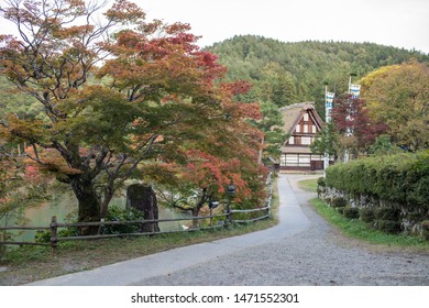 Takayama, Japan: October 21, 2018:  Hida Folk Village, established in 1971, is an open museum that features 30 traditional houses from the Hilda region that have been moved to this location.   - Shutterstock ID 1471552301