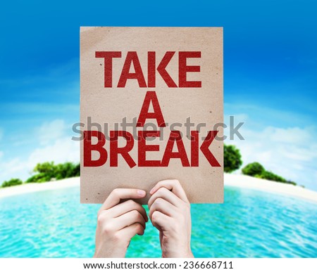 Take a Break card with a beach on background Foto stock © 