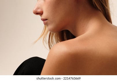 Take care of your body. Woman back body part. Horizontal mock-up. - Shutterstock ID 2214763669