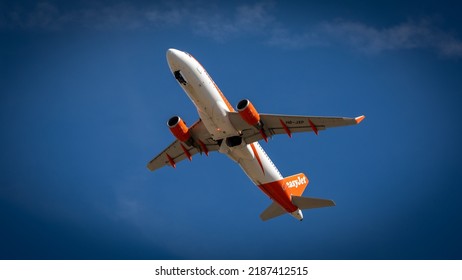 Take Off Airplane In Euroairport In Saint Louis In France On July 2022