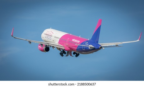 Take Off Airplane In Euroairport In Saint Louis In France On July 2022