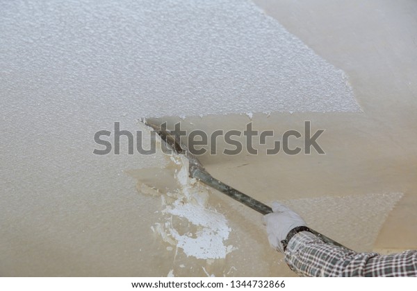 Take Off Popcorn Ceiling Home Wall Stock Photo Edit Now 1344732866