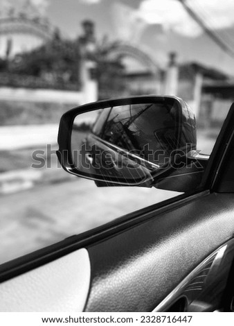 Take a photo side mirror while scenic driving.