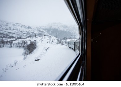 Take Train During Snow In Norway