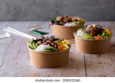 Takeaway Ahi Tuna Poke Bowls Photography