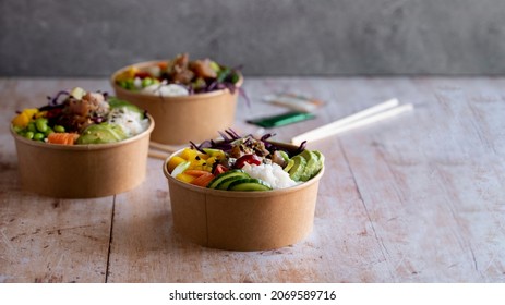 Takeaway Ahi Tuna Poke Bowls Photography