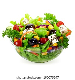 Takeaway Salad On White Background