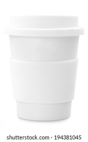 Takeaway White Plastic Cup Isolated On White Background 