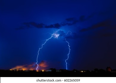 Taken During The 2012 Monsoon Season, A Lightning Storm Over The Palo Verde Nuclear Station In Western Arizona. The Blue Glow Is Created By Setting The White Balance To Tungsten.