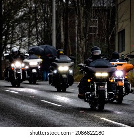 Taken In Olympia Washington At The Toy Run Event Where Biker Deliver Toys To Needy Kids. Taken On December 4 2021 . On A Rainy Fall Day.