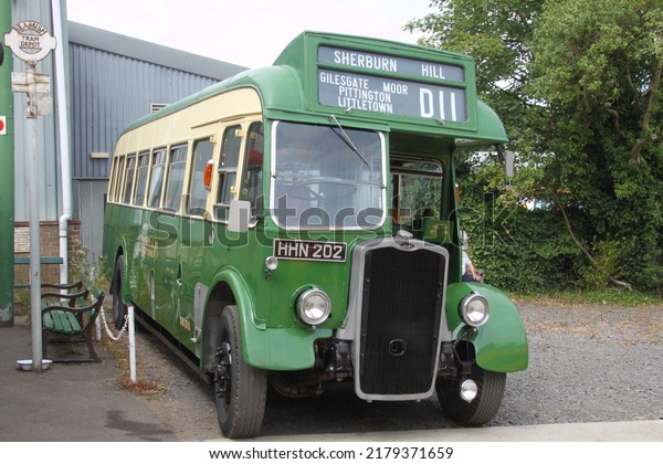 Taken on the 17 07 2022 at Beamish Open Air Museum\
an image of a Bristol L Single deck bus showing destination boards\
from the Durham area