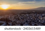 taken at sunset Greece Komotini city square aerial shot