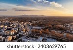 taken at sunset Greece Komotini city square aerial shot