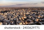 taken at sunset Greece Komotini city square aerial shot