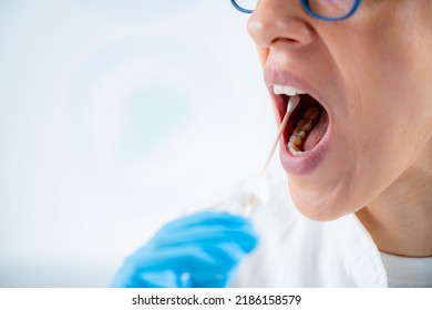 Taking A Mouth Swab For DNA Analysis 