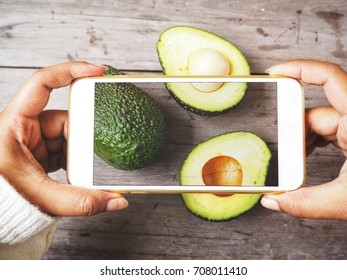 Taking A Photo Of Avocado With Smart Phone