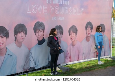 Taking Pictures At A Billboard Before The BTS Concert At The Ziggo Dome Amsterdam The Netherlands 2018