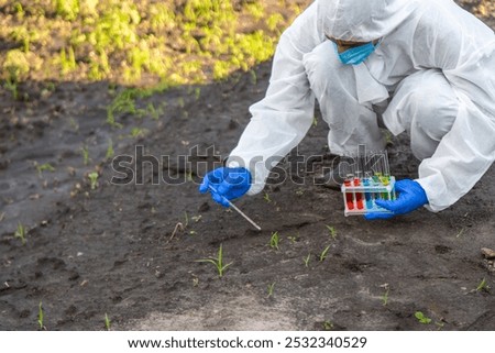Taking soil samples from the field. Selective focus. nature.