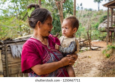 TAK,THAILAND - FEBRUARY 21,2013: Underprivileged children,Study in the wilderness,poor and needy.,The story of rural people's way of life. Karen is with nature on the jungle. - Shutterstock ID 1250467711