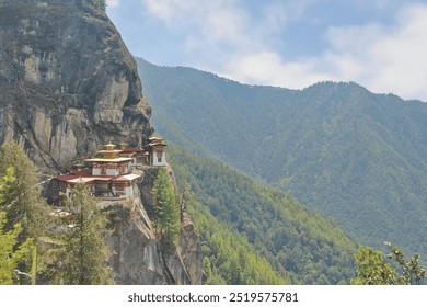    Taktshang Monastery called the tiger's nest on a rock cliff in Bhutan                             - Powered by Shutterstock