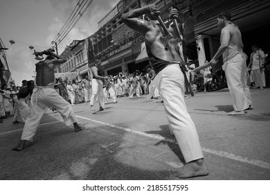 Takuapa,Phang-Nga,Thailand-October  14, 2018 :Takuapa Vegetarian Festival Street Procession Ceremony .