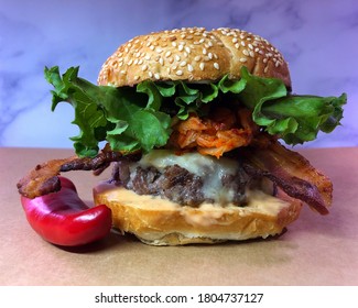 Taleggio Cheese Kimchi Bacon Burger