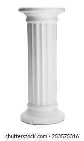 Tall Doric Column Pillar Isolated On White Background.