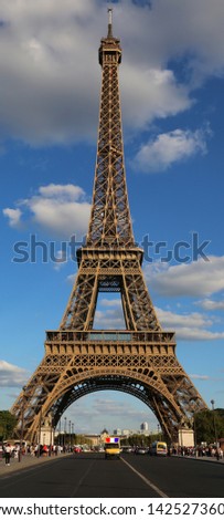 Tall Eiffel Tower in Paris in Vertical Format