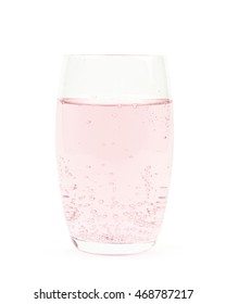 Tall Glass Filled With The Carbonated Pink Lemonade Water Isolated Over The White Background