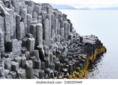 Tall and gray basalt columns - northern coast of Iceland in Europe - Shutterstock ID 2183329449