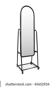 Tall Mirror Isolated On The White Background