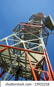 Tall red and white communication tower