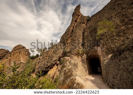 Tall Rocky Peak Over The Tunnel In Pinnacles National Park