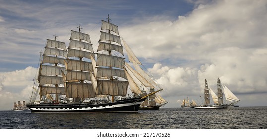 Tall Ship Regatta. Series Of Ships And Yachts