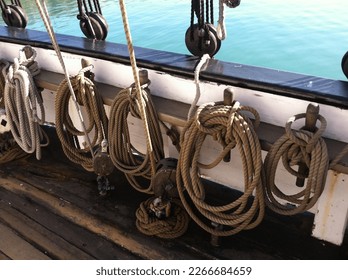 Tall Ship rigging ropes ocean docked sail Dana - Powered by Shutterstock