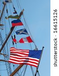 Tall ship rigging; United States Coast Guard barque "Eagle"; Festival of Ships; San Diego, California