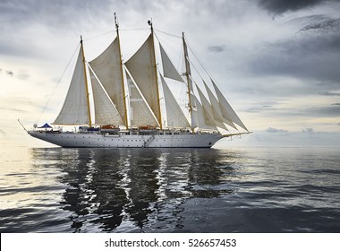 Tall Ship Sailing. Yachting. Sailing