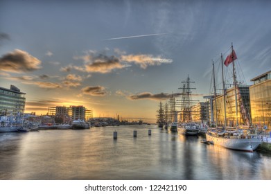 Tall Ships At Dublin Bay On Sunrise