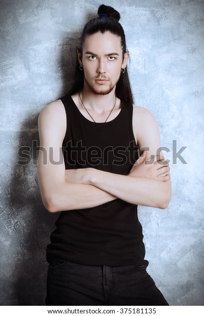 Tall Thin Man Brunet Posing By Stock Photo Edit Now 37518