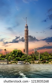 Tall TV Tower In Cairo Near Nile