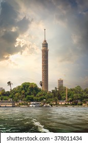 Tall TV Tower In Cairo Near Nile