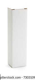 Tall White Cardboard Box Isolated On White.