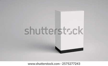 Tall white rectangular box with a black base is shown against a light gray background This image is a product display mockup.
