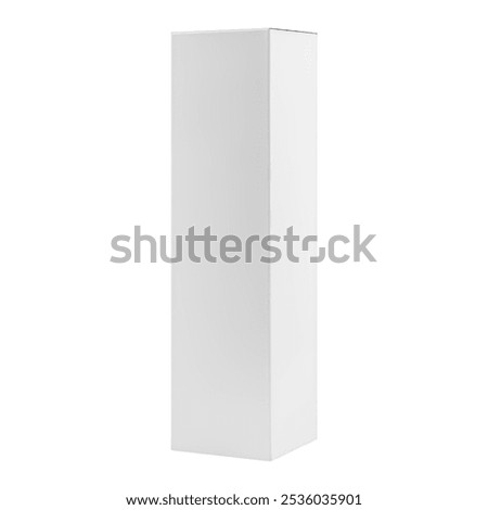 Tall, white rectangular box mockup with a blank surface, ideal for packaging design or branding presentations. Simple and minimalist, isolated on a white background.