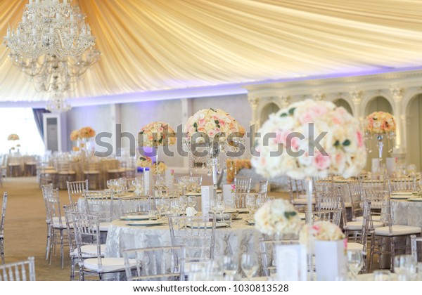 Tall White Rose Centerpieces Indoor Wedding Stock Photo Edit Now