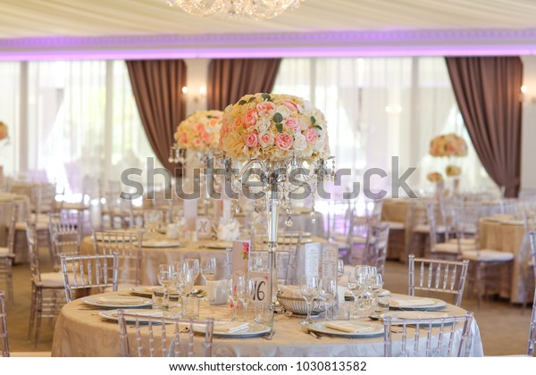 Tall White Rose Centerpieces Indoor Wedding Stock Photo Edit Now