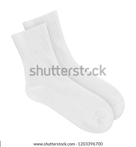 Tall white socks on an isolated white background