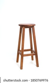 Tall Wooden Bar Stool Isolated On White Background