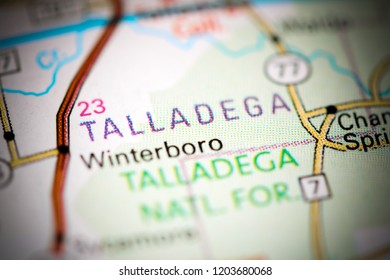 Talladega. Alabama. USA On A Map