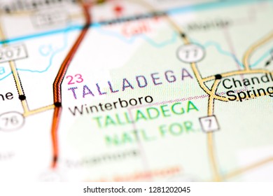 Talladega. Alabama. USA On A Map